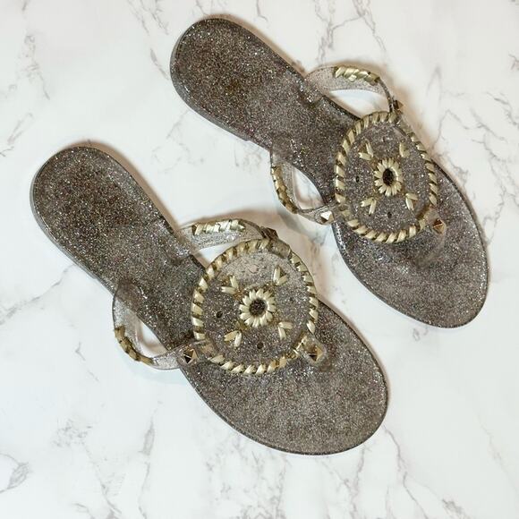 Jack Rodgers Sparkle Georgica Jelly Sandal in Multi-Color and Gold SZ 8 $79 - Picture 6 of 11